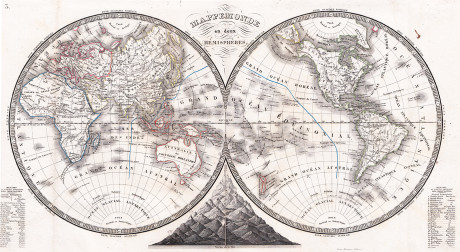 Mappamondo in 2 emisferi, Charles V. Monin