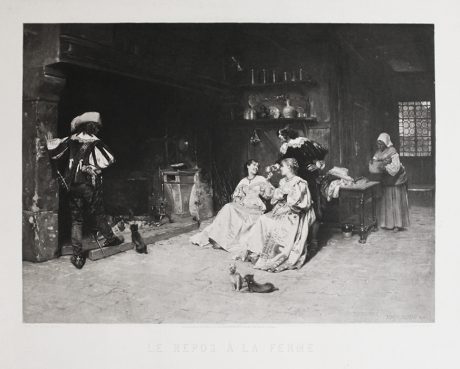 ‘Le repos à la ferme’, Incisione su acciaio